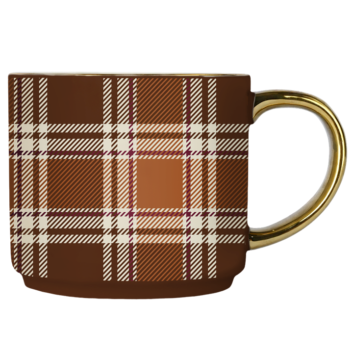 Brown Plaid Coffee Mug