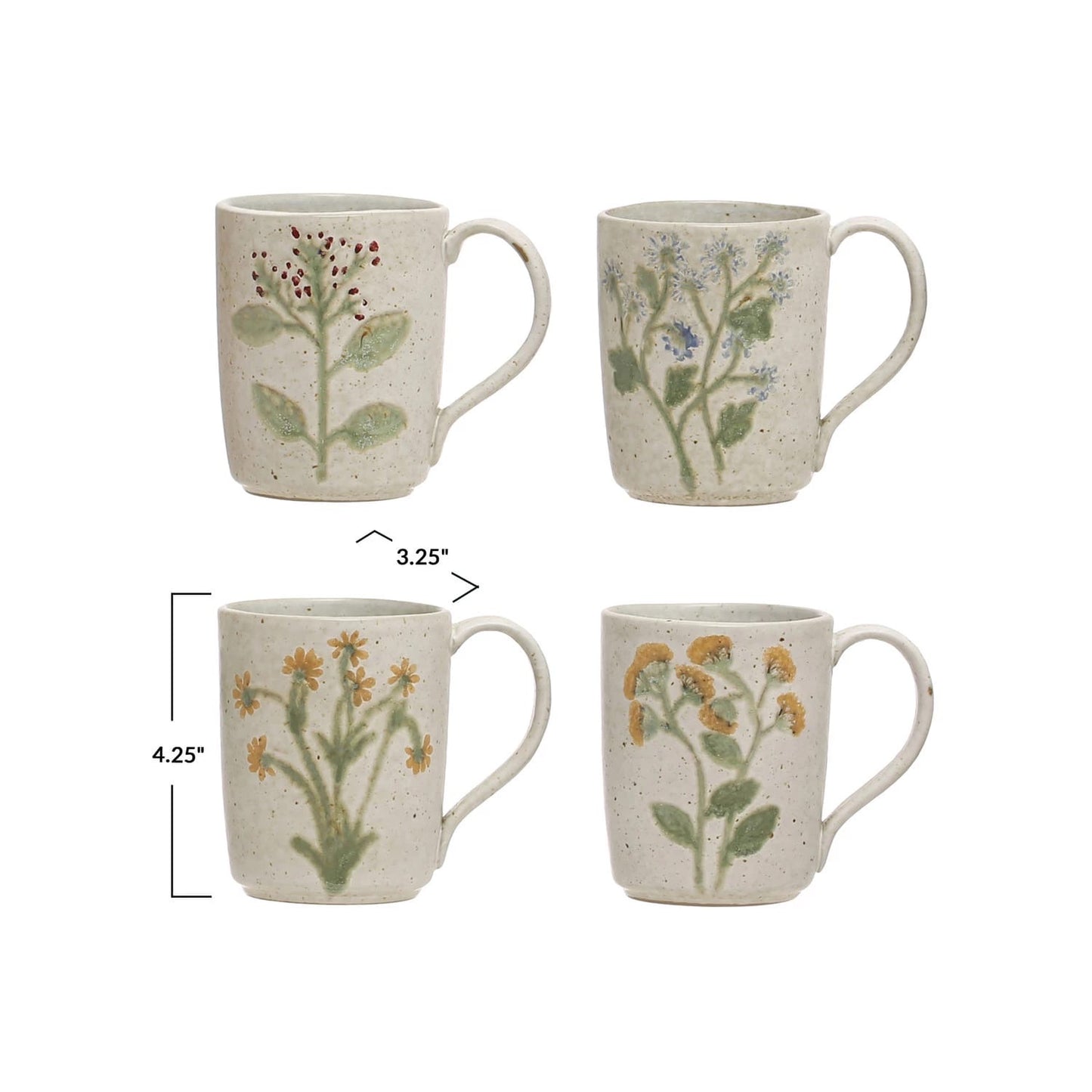 Stoneware Botanical Mugs