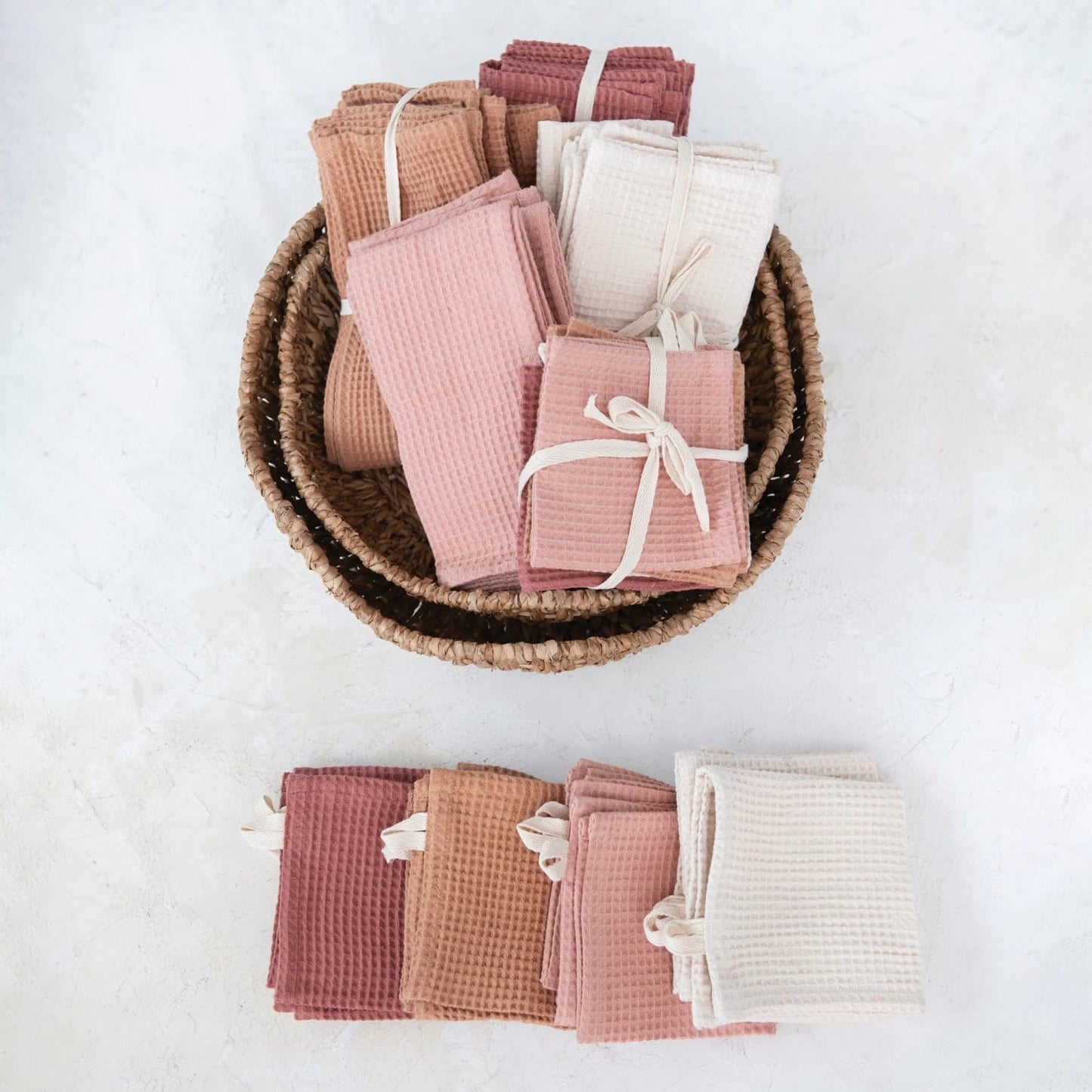 Set of 4 Woven Linen & Cotton Waffle Cloths