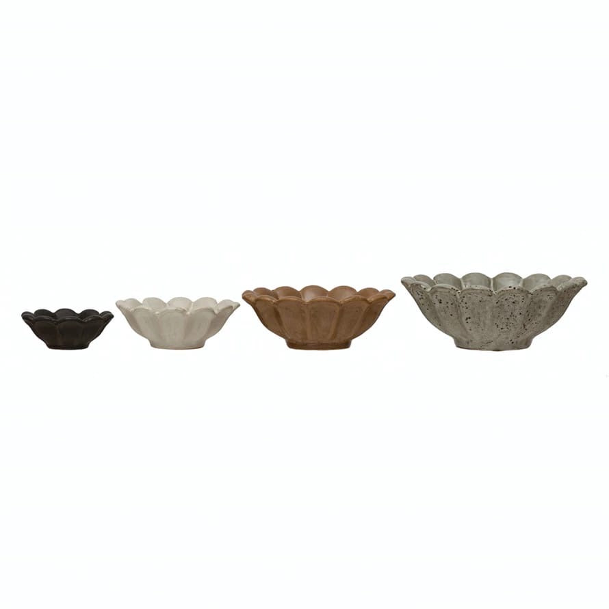 Set 4 Stoneware Flower Bowls