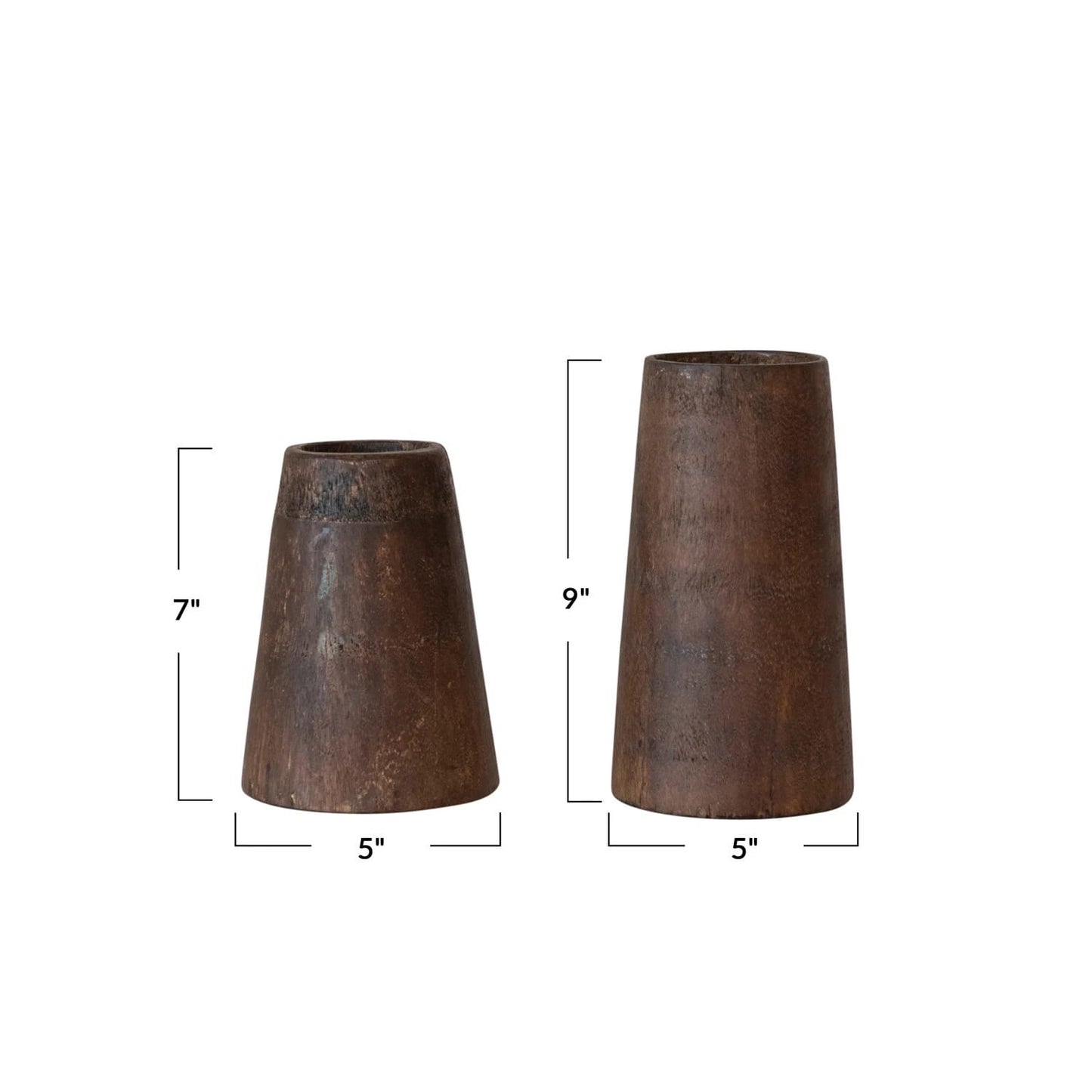 Found Reclaimed Wood Vases Set