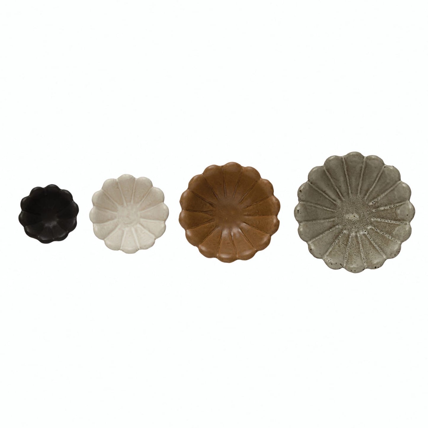 Set 4 Stoneware Flower Bowls