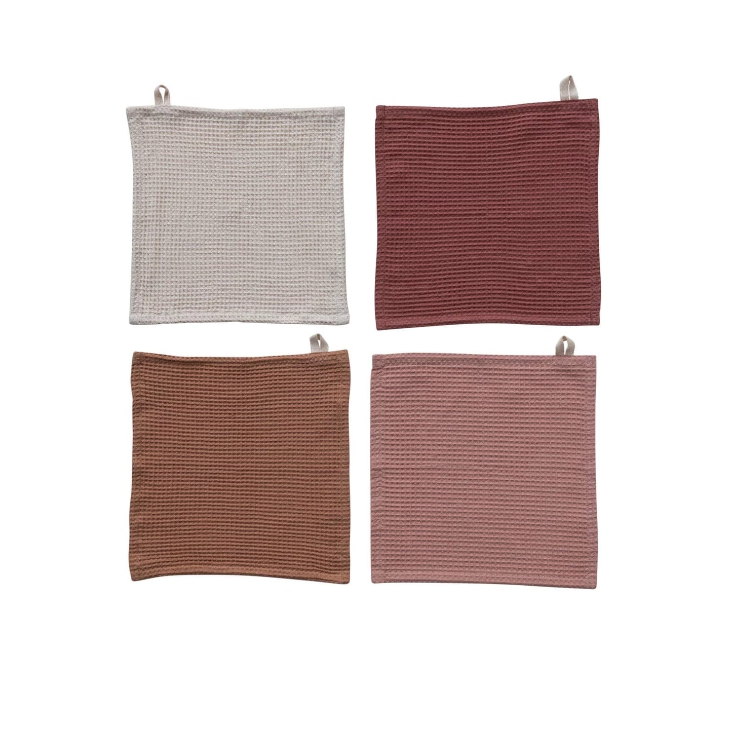 Set of 4 Woven Linen & Cotton Waffle Cloths