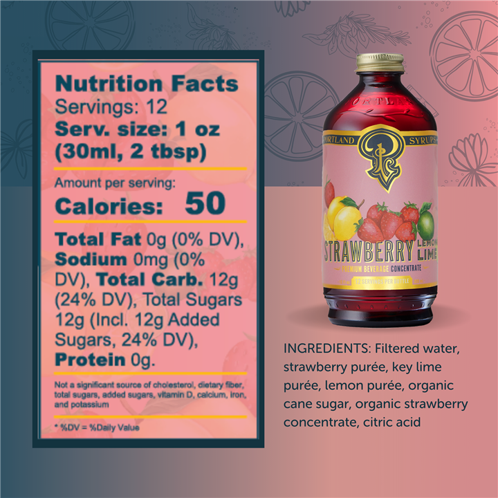 Strawberry Lemon Lime Syrup 12 oz Beverage Mixer