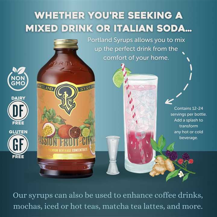 Passion Fruit Citrus Syrup 12oz Beverage Mixer