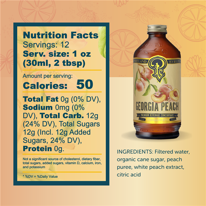 Georgia Peach Syrup 12oz Beverage Mixer
