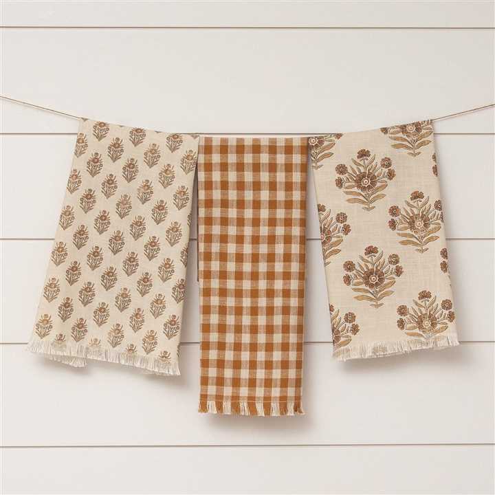 Tea Towels - Block Print Silhouette and Check