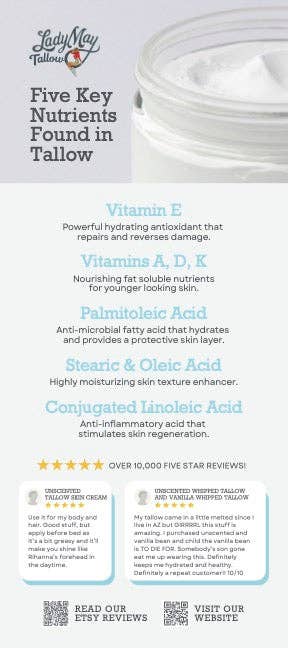 9oz Vanilla Whipped Tallow Moisturizer | 100% Natural Skincare: 9oz - Market 12