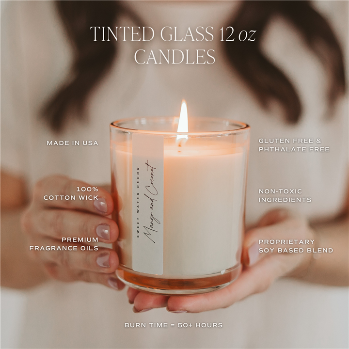 Tinted Glass Stress Relief 12 oz Candle - Home Decor and Gifts