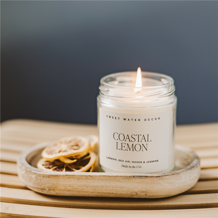 Coastal Lemon 9 oz Soy Candle - Sweet Water Decor