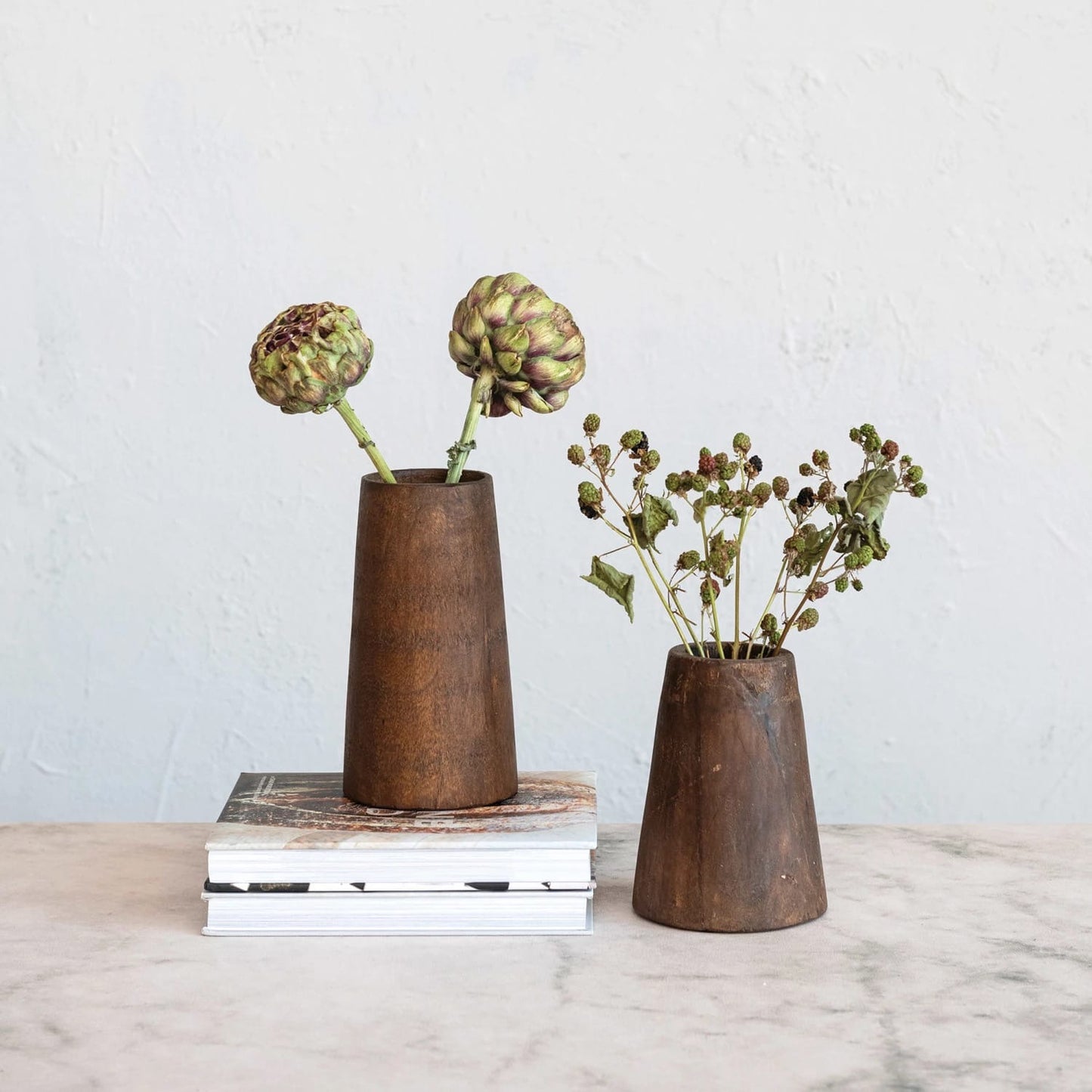 Found Reclaimed Wood Vases Set