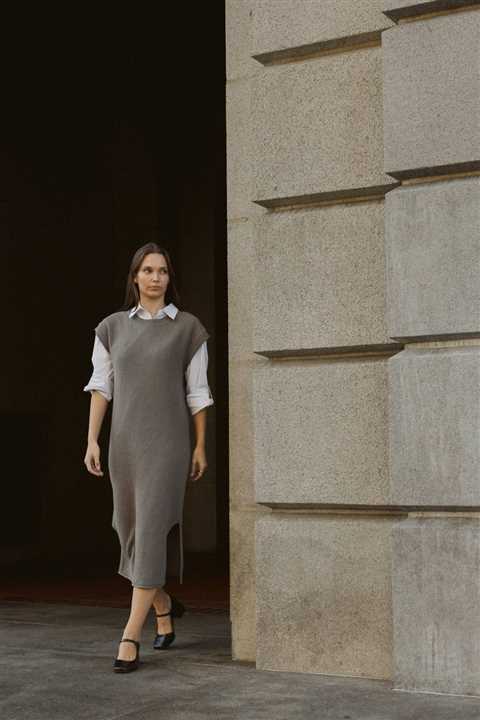 Knit Sweater Dress: GREY
