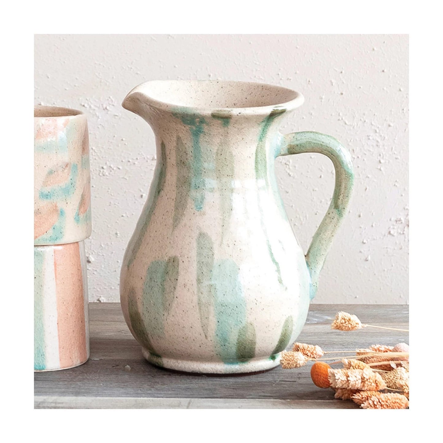Hand Painted Terracotta Pitcher