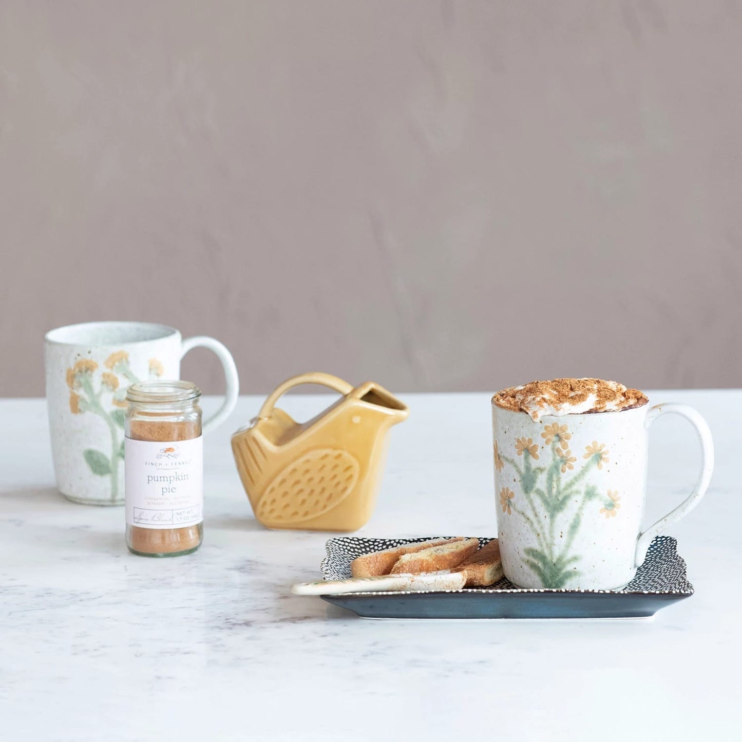 Stoneware Botanical Mugs