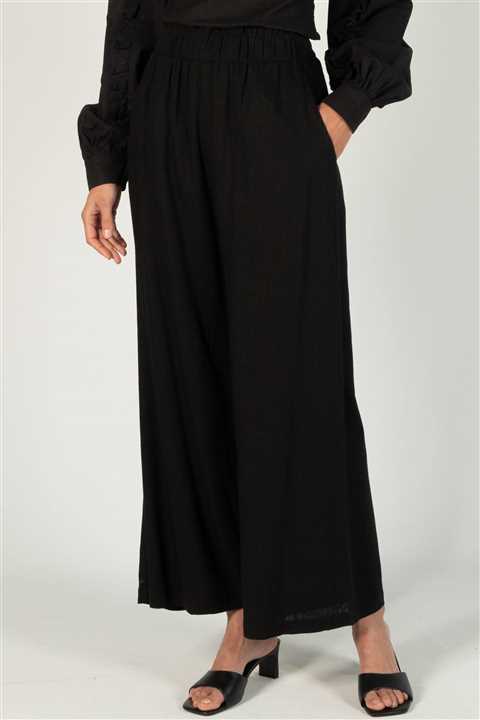Black Linen P. CILL Wide Leg Pants - Market 12