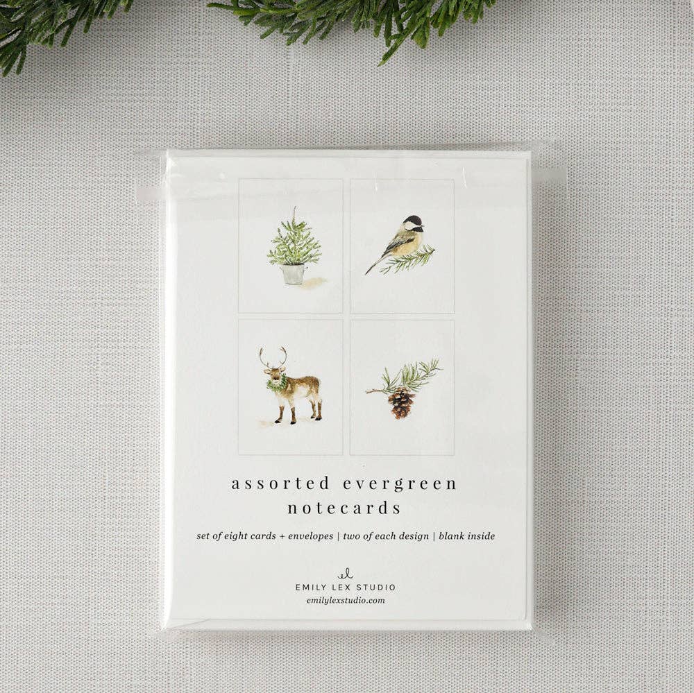 Evergreen notecard set - Market 12
