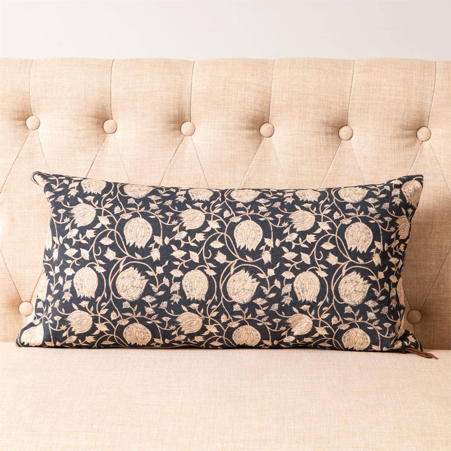 Lumbar Pillow - Navy Block Print - Market 12