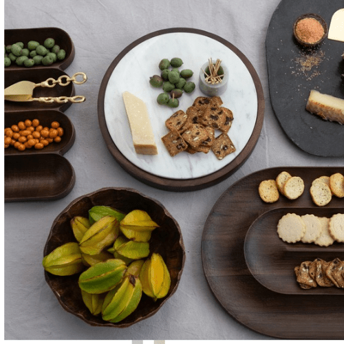 Mango Wood Scalloped Bowl, Walnut Finish - Market 12