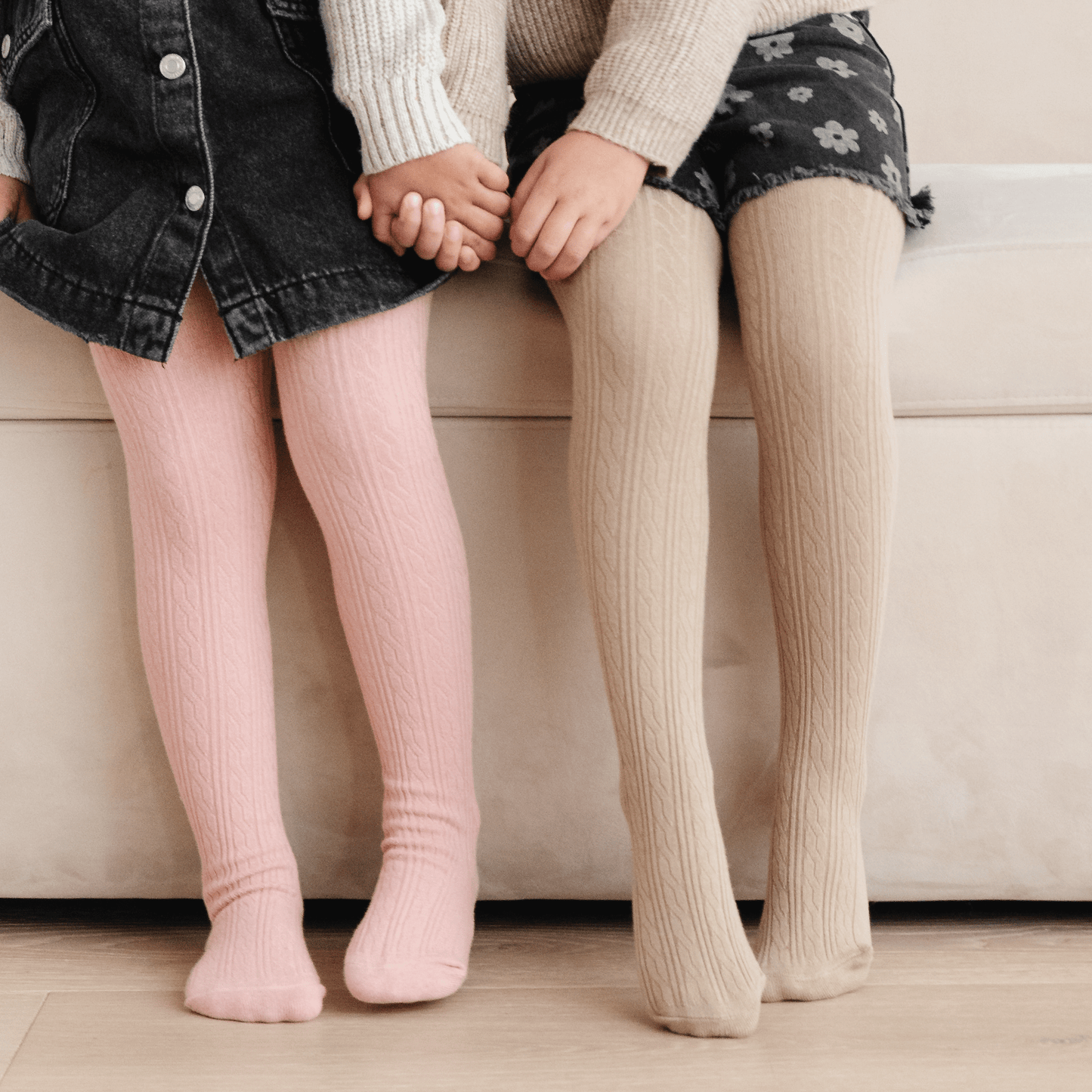 Oat Cable Knit Tights - Market 12