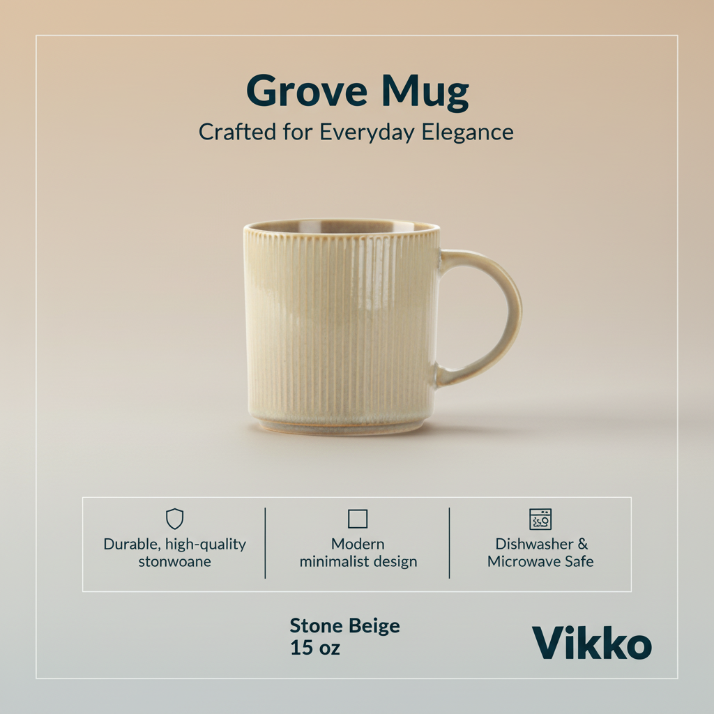 Vikko - Grove, Mug, Stone Beige, 15 oz