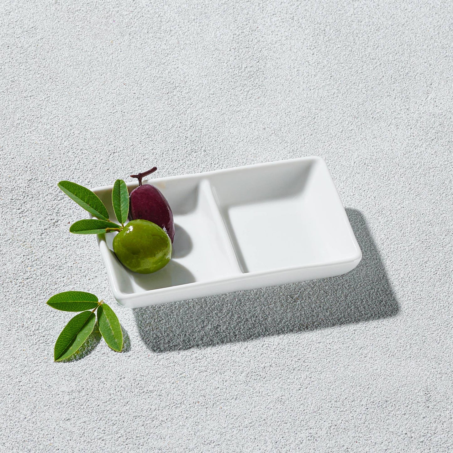 Vikko - Lightning, 2 Sectional Rectangle Dish, White, 4"
