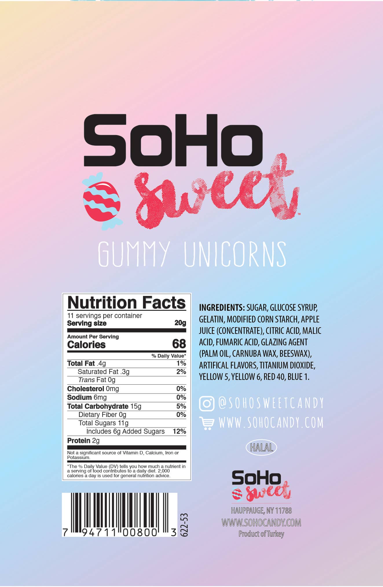 Gummy Unicorns | 8.0 oz Pouch | SoHo Sweet