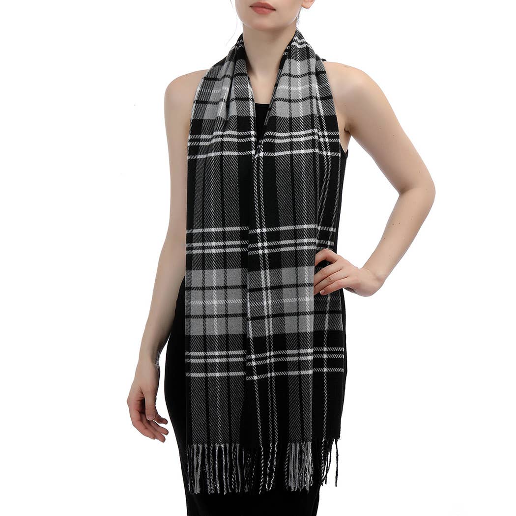 Plaid Herringbone Lightweight Cashmere Feel Scarf : 04 - 06, One size - Market 12