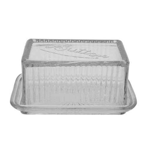 Pressed Glass Butter Dish 6 - 1/2"L x 4"W - Market 12
