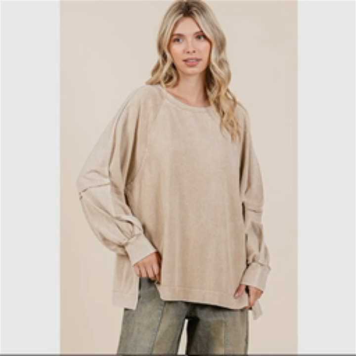 Raglan Long Sleeve Oversized Top - Market 12