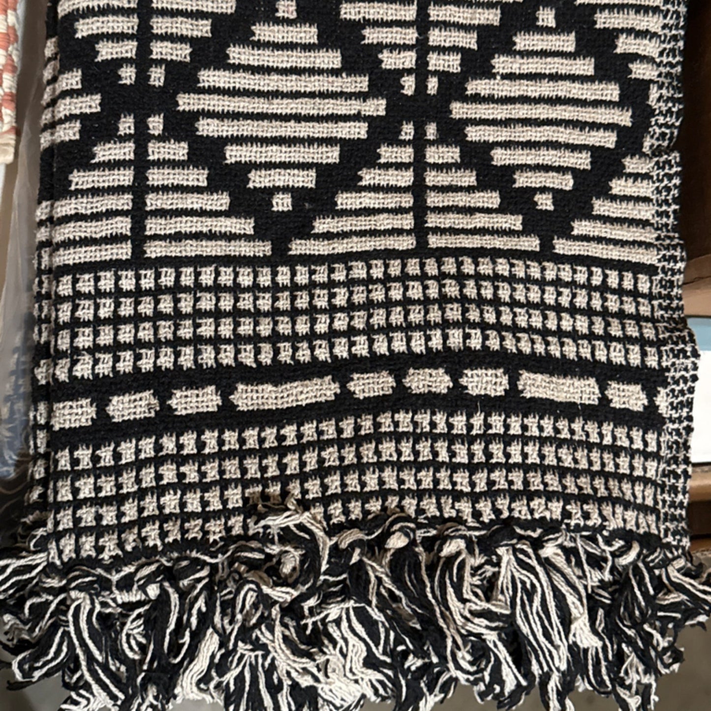 Recycled Cotton Blend Throw w Diamond Pattern 60"L x 50"W - Market 12