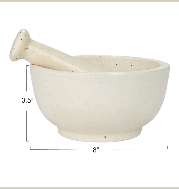 Stoneware Mortar & Pestle, - Market 12