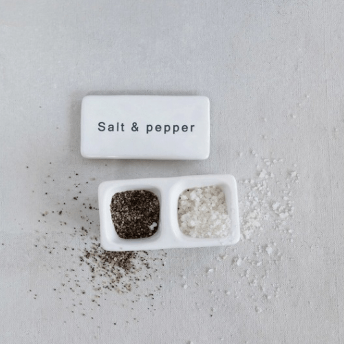 Stoneware Pinch Pot with Lid "Salt and Pepper" - Market 12