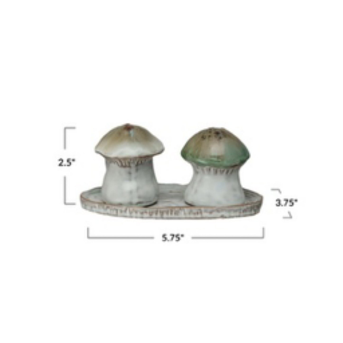 Stoneware Salt & Pepper Shakers w/ Tray, Set of 3 - Market 12