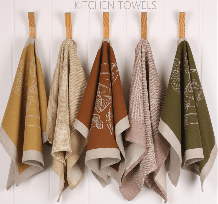 Tea Towel - Mushroom Waffle Towel Green - Market 12