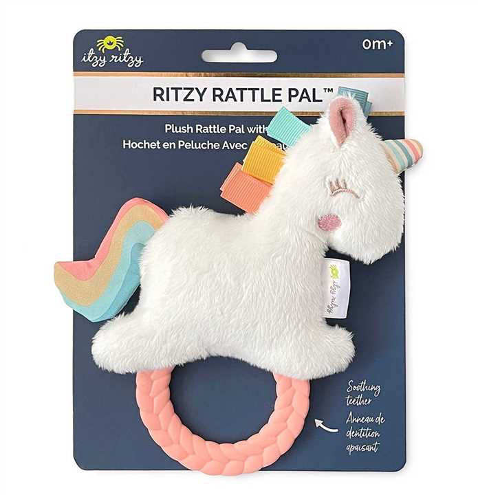 Unicorn Ritzy Rattle Pal Plush Rattle Pal with Teether - Market 12