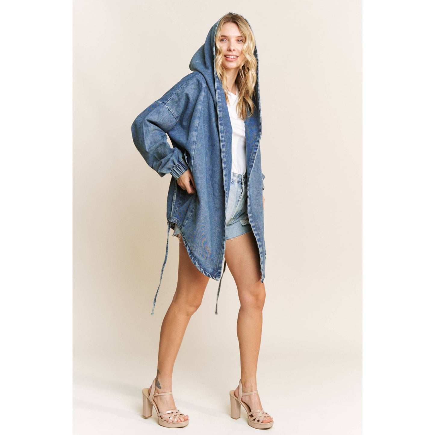 VINTAGE DENIM WASHED HOODED COAT SHACKET - Market 12