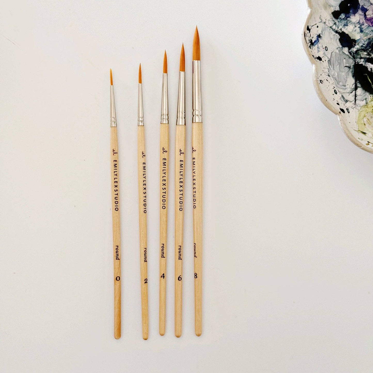 Watercolor paintbrush set of five wood brushes - Market 12