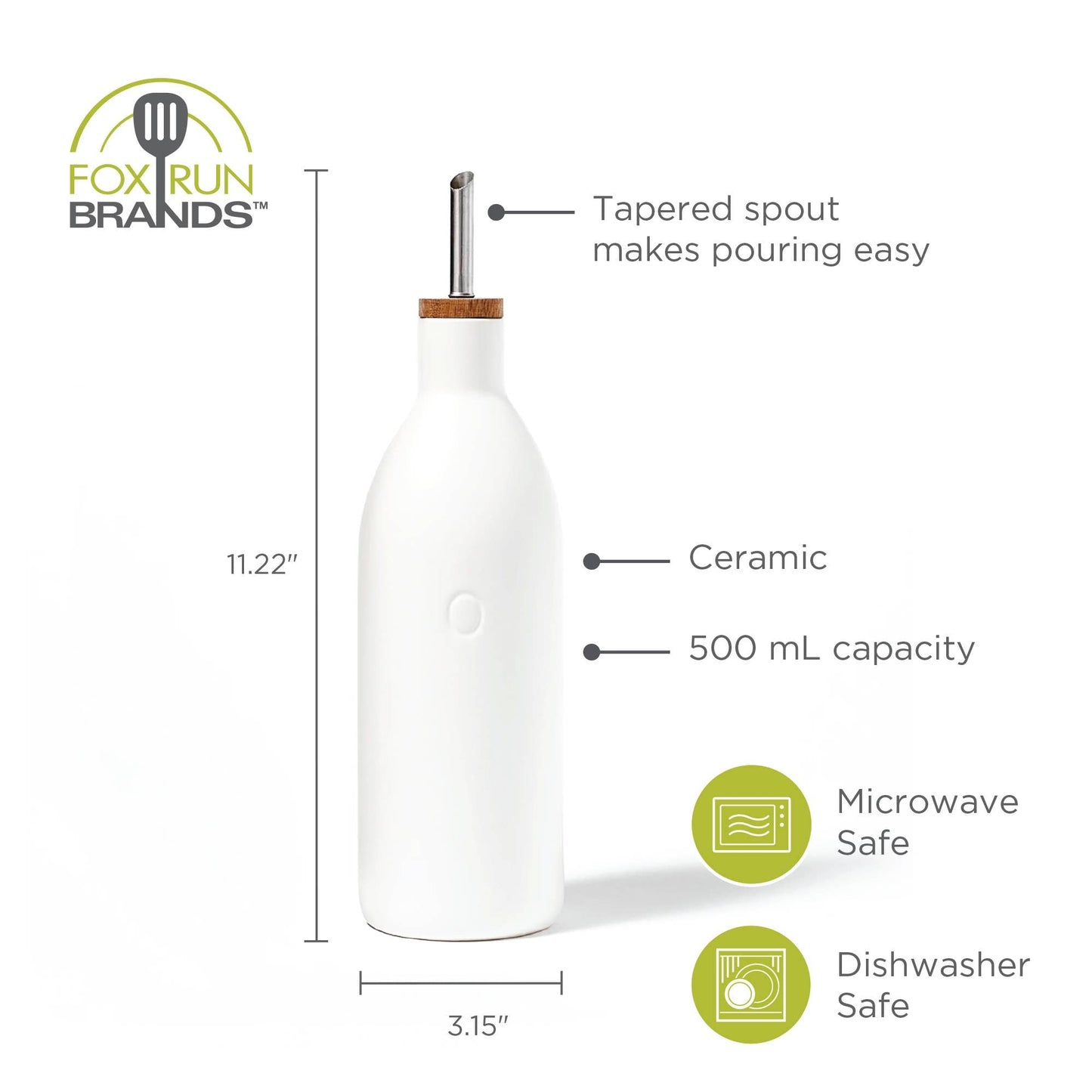 White Ceramic Oil Bottle,17 oz Olive Oil Dispenser - Market 12