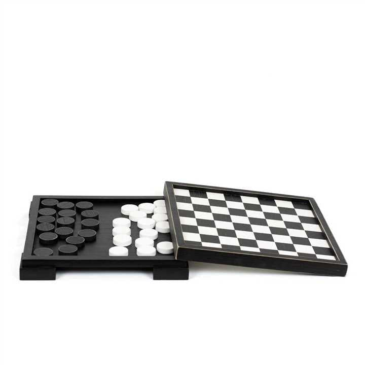 Wood Checker Board Set, W/Storage - Market 12