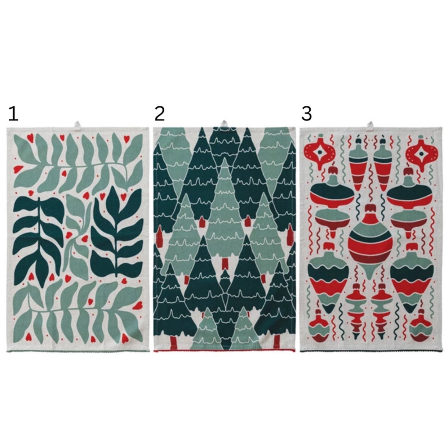 XS8969A Tea Towel with Seasonal Botanical/Ornament Pattern, 3 Styles - Market 12