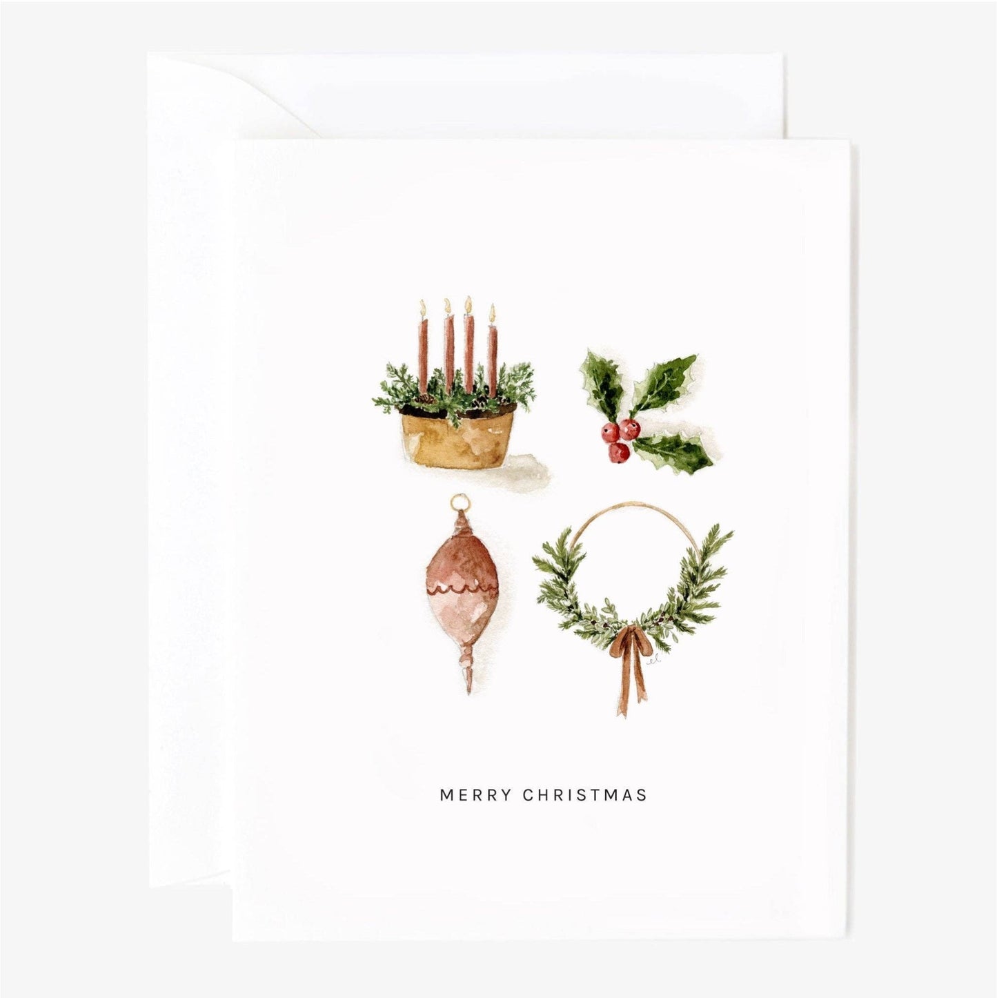 Yuletide Watercolor Christmas Card, Blank Inside - Market 12