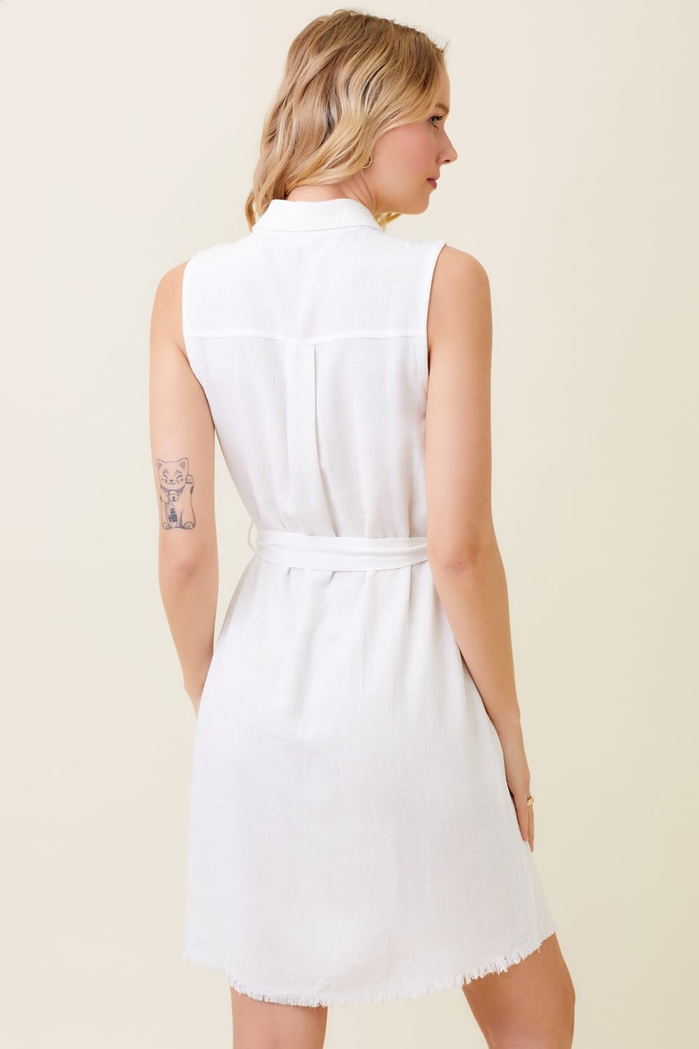 Sleeveless Dress with Fray Detail