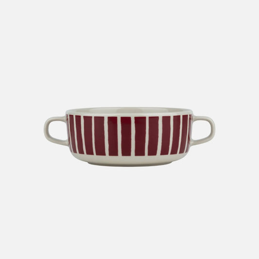 07 W Marimekko Oiva Piccolo Bowl with handles, stoneware, burgundy 500 ml - Market 12