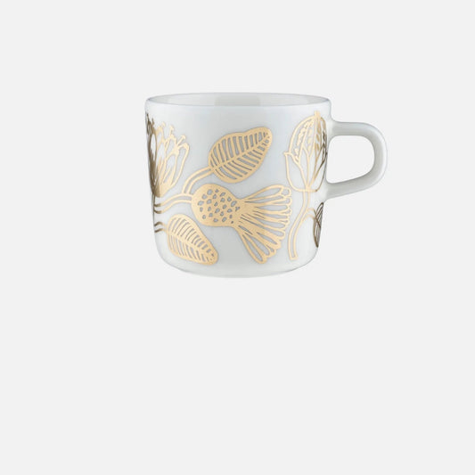 07 W Marimekko Oiva Tiara coffee cup 200ml, white, gold - Market 12