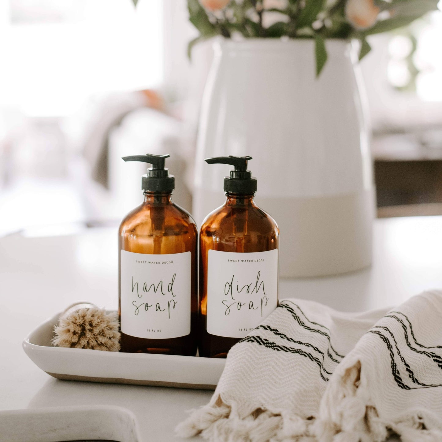 16oz Amber Glass Hand Soap Dispenser - Home Decor & Gifts - Market 12