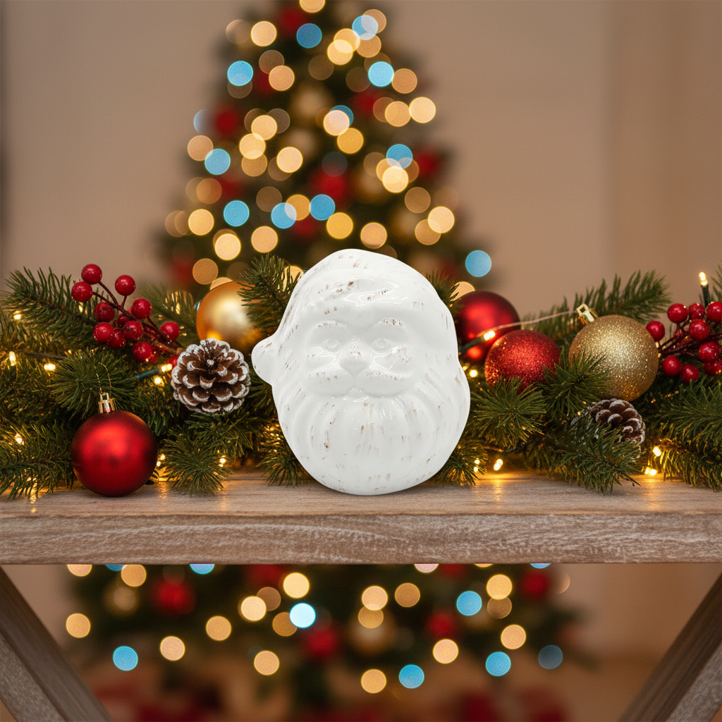 Distressed White Santa Christmas Decor