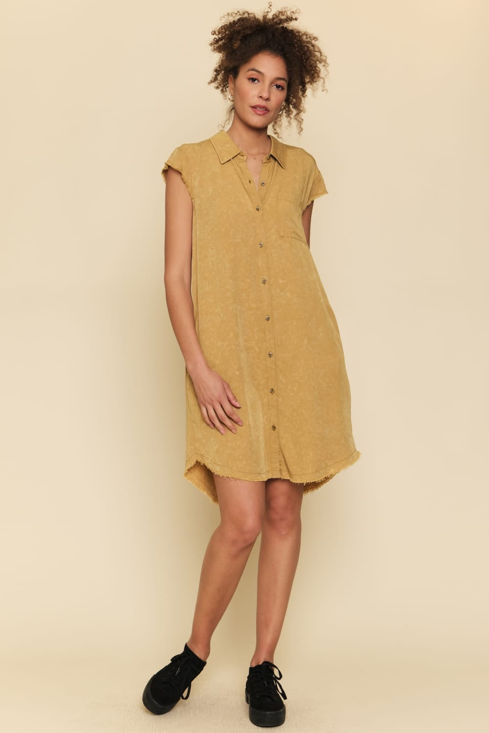 Frayed Edge Shirt Dress