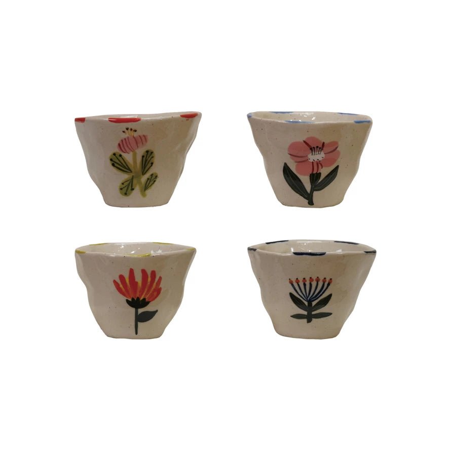 6 oz. Hand - Painted Stoneware Cup/Bowl with Flower Image - Market 12
