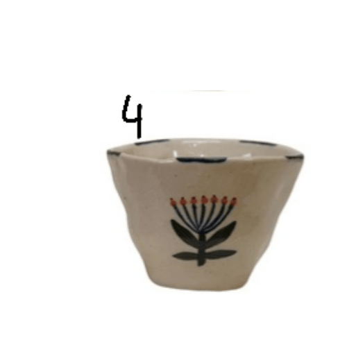 6 oz. Hand - Painted Stoneware Cup/Bowl with Flower Image - Market 12