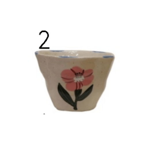 6 oz. Hand - Painted Stoneware Cup/Bowl with Flower Image - Market 12